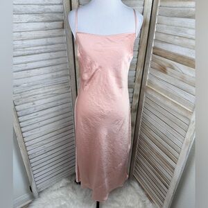 NWT Aritzia Wilfred Only Square Bias Hemline Petal Rose Pink Slip Dress Small